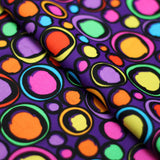 Exotic Dots Nylon Spandex Fabric - Multi-Color Dots On Purple, 58-60" Width (1 Yard)