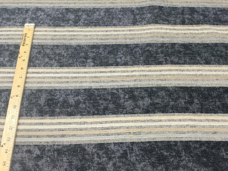 Moondance Stripe Licorice Blue Chenille Fabric - Licorice Blue Stripes, 54" Width (1 Yard)
