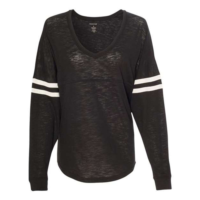 Women’s Slub Jersey Varsitee V-Neck Long Sleeve T-Shirt