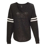 Women’s Slub Jersey Varsitee V-Neck Long Sleeve T-Shirt
