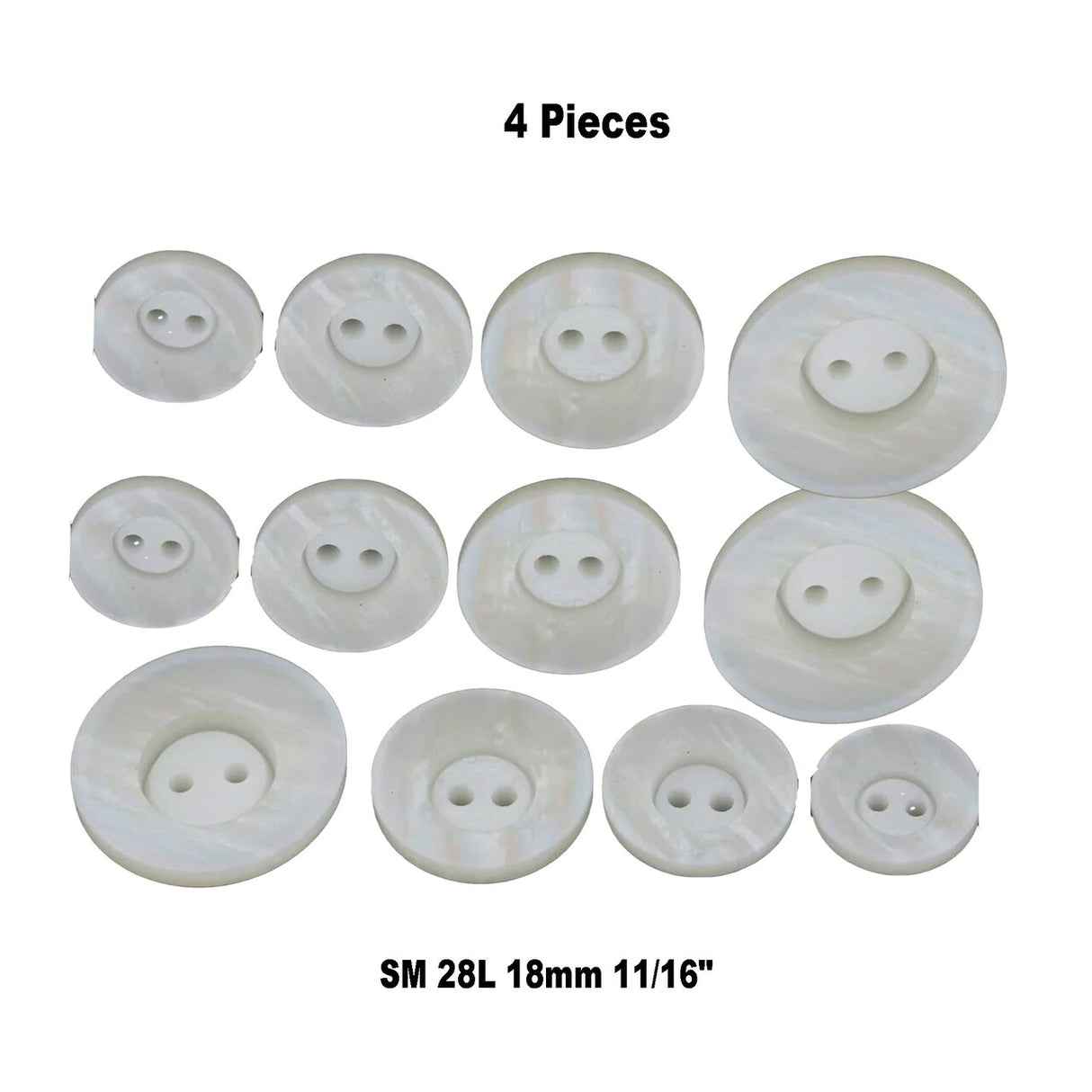 28L (18mm / 11/16") Ivory Faux Shell Buttons Iridescent Bowl Shape Two Hole Clothing & DIY Projects