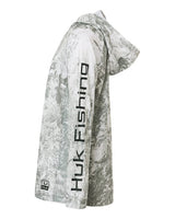 HUK Youth Pursuit Mossy Oak Printed Hooded Long Sleeve T-Shirt