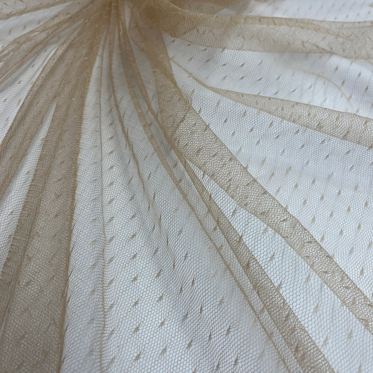 1 Yard 2 Way Stretch Dots Point Net Mesh Fabric | 60" Wide | Sheer Polka Dot Mesh for Gowns, Veils & Costumes