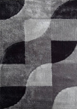 Vibrant Soft Cozy Geometric Design Polyester Fabric - Shag Area Rug, Gray Black, 5' X 7' (1 Piece)