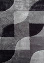Vibrant Soft Cozy Geometric Design Polyester Fabric - Shag Area Rug, Gray Black, 5' X 7' (1 Piece)