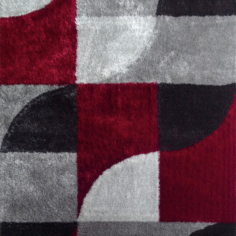 Vibrant Soft Cozy Geometric Design Polyester Fabric - Shag Area Rug, Gray Black, 5' X 7' (1 Piece)