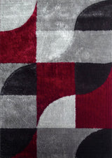 Vibrant Soft Cozy Geometric Design Polyester Fabric - Shag Area Rug, Gray Black, 5' X 7' (1 Piece)