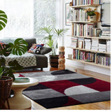 Vibrant Soft Cozy Geometric Design Polyester Fabric - Shag Area Rug, Gray Black, 5' X 7' (1 Piece)