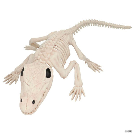 Crocodile Skeleton Halloween Decoration with Bendable Posable Tail, showing a detailed skeletal bone design