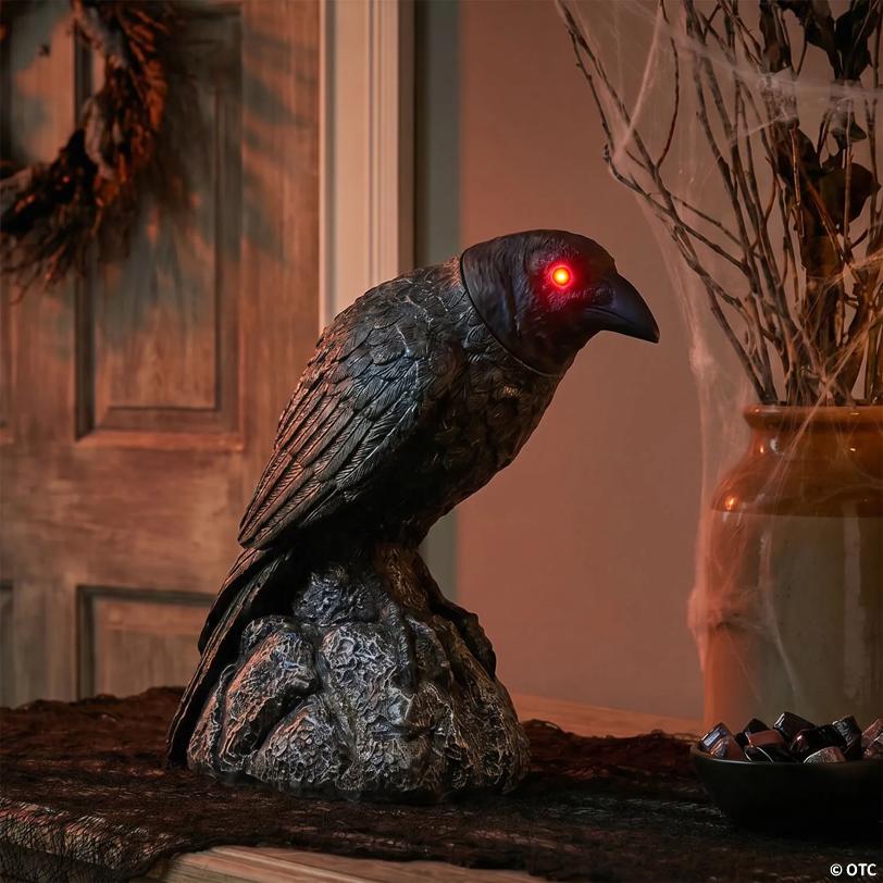 13" Animated Raven with Turning Head & Sounds Halloween Decoration
