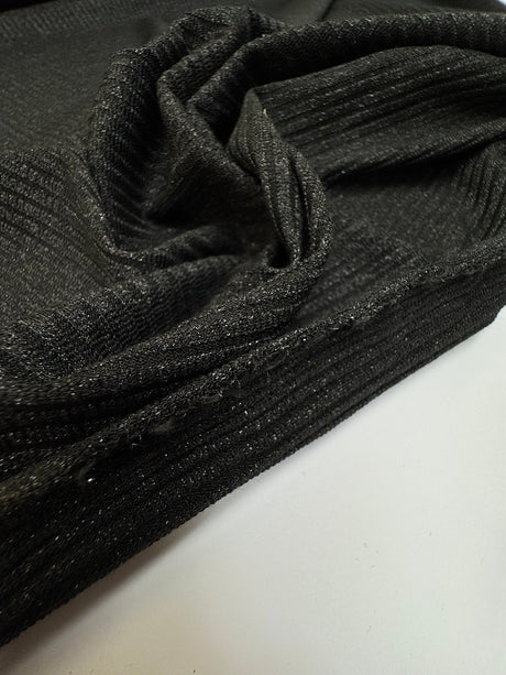 Lurex Blend Rib Knit Silver Black