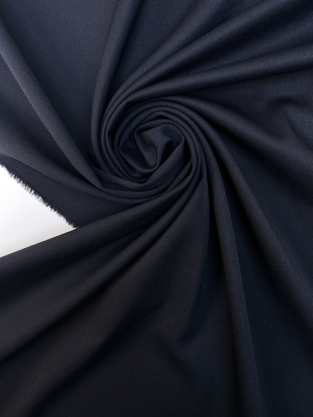 Blue Wool Stretch Twill Fabric