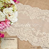 14"X72" Classy Lace Table Runner W/Faux Diamond-Pc (Ivory)
