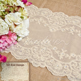 14"X72" Classy Lace Table Runner W/Faux Diamond-Pc (Ivory)