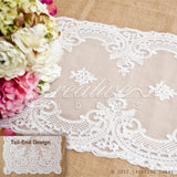 14"X72" Couture Lace Table Runner W/Faux Diamond-Pc (White)