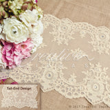 14"X72" Enchanting Lace Table Runnber W/Faux Diamond-Pc (Ivory)