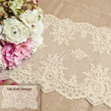 14"X72" Enchanting Lace Table Runnber W/Faux Diamond-Pc (Ivory)