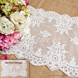 14"X72" Enchanting Lace Table Runnber W/Faux Diamond-Pc (White)