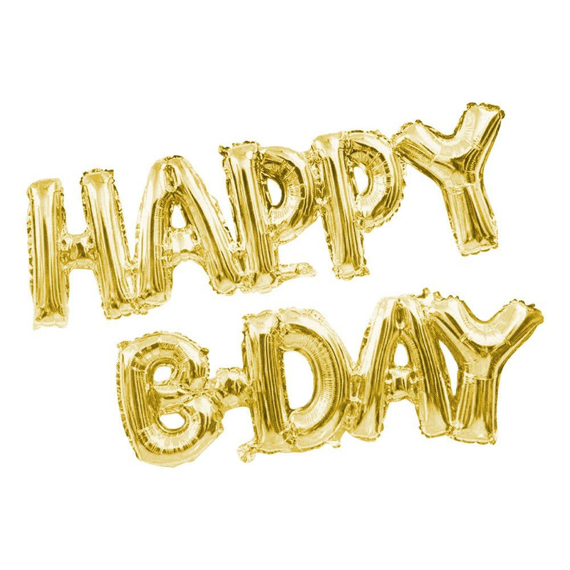 Foil Balloon Happy B-Day Gold Air-Fill Only