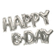 Foil Balloon Happy B-Day Silver Air-Fill