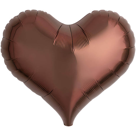 Foil Heart Balloon Metallic Brown