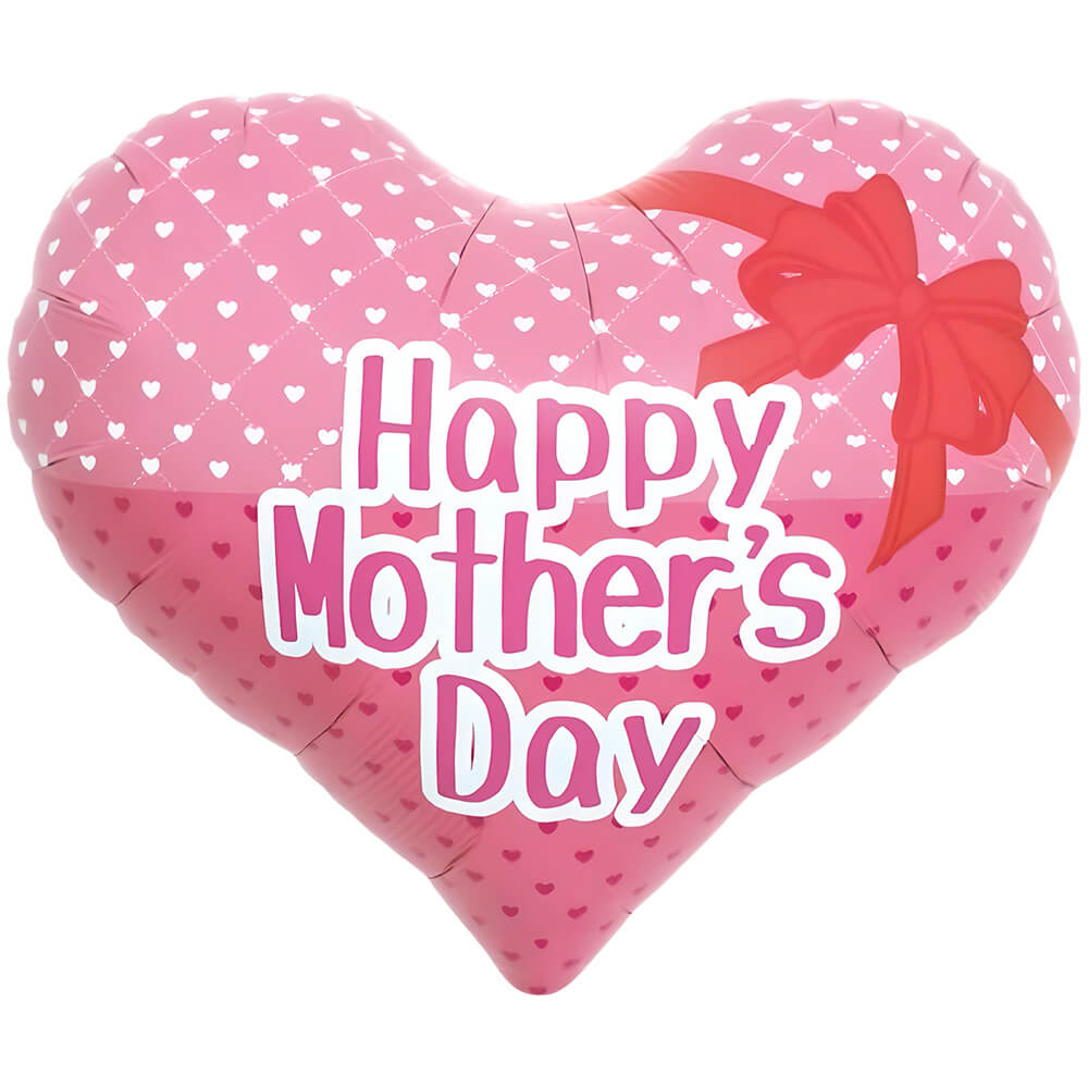 Foil Balloon Mother's Day Heart Dots & Ribbon