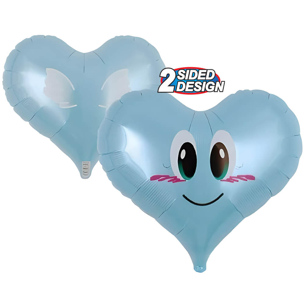 Foil Balloon 14 Inch Jelly Heart Smile Angel Blue