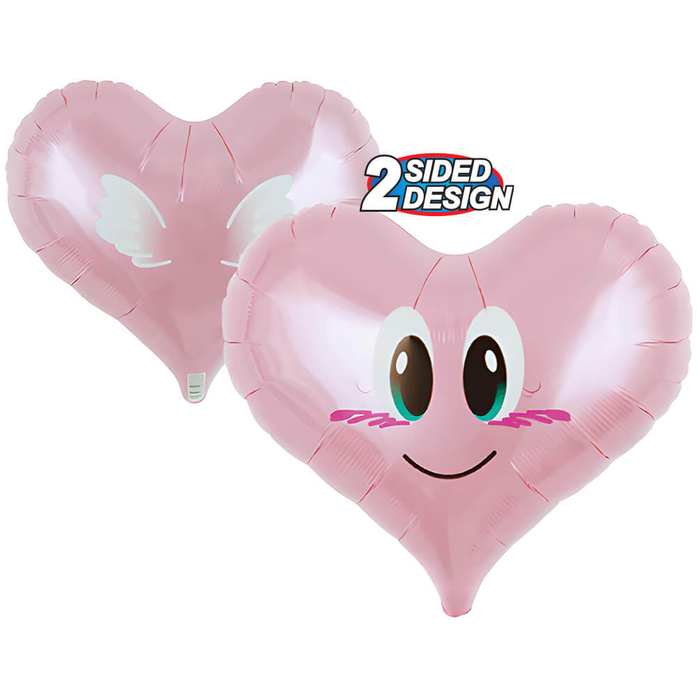 Foil Balloon 14 Inch Jelly Heart Smile Angel Pink