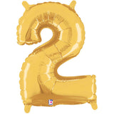 Gold Number 2 Foil Balloon