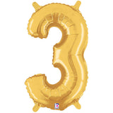 Foil Balloon Number 3 Gold Megaloon