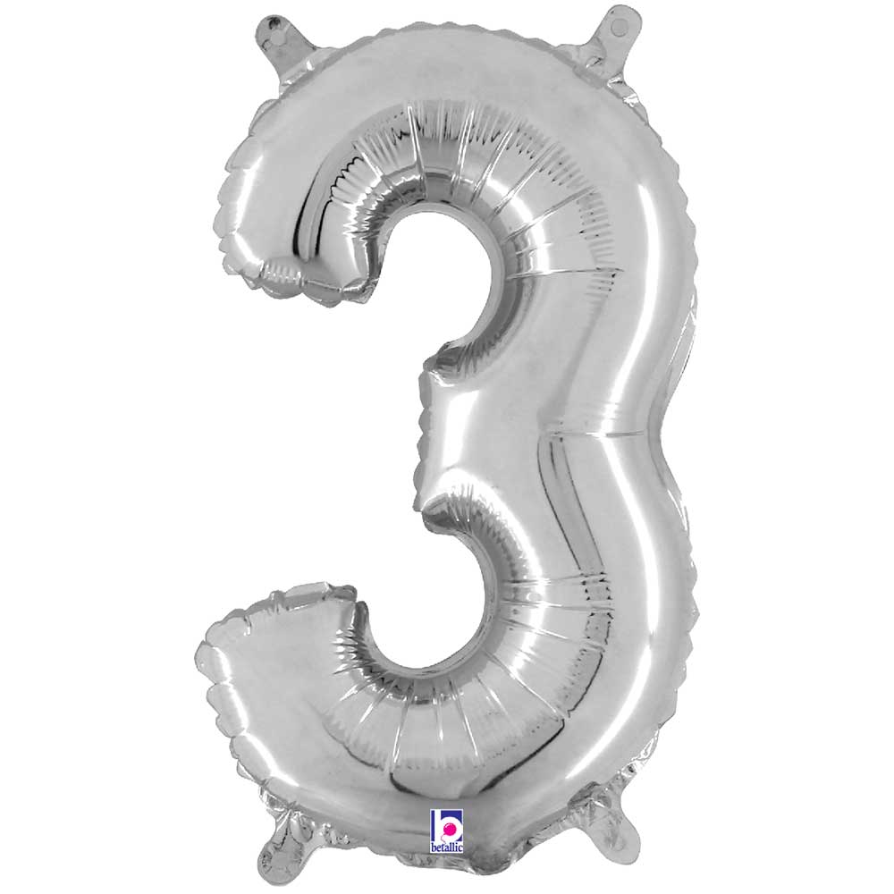 Foil Number 3 Silver Megaloon Balloon