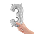 Foil Number 3 Silver Megaloon Balloon