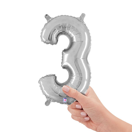Foil Number 3 Silver Megaloon Balloon