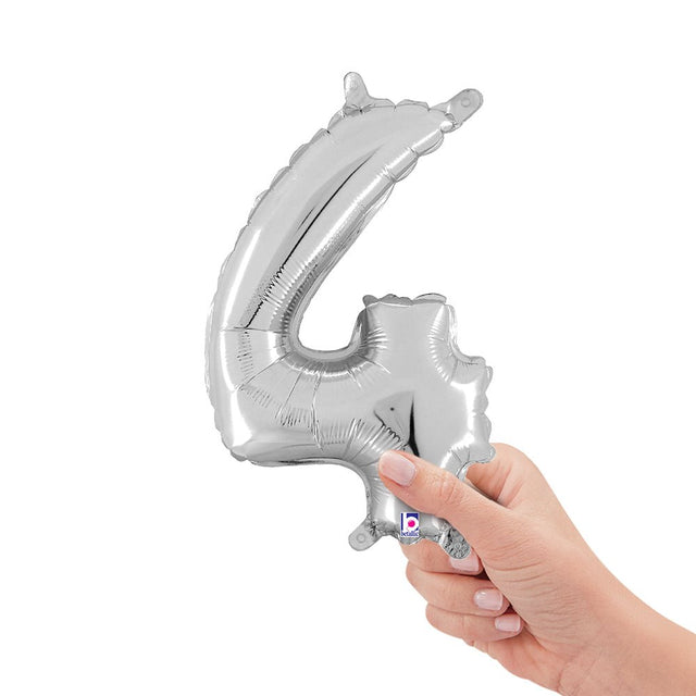 Foil Balloon Number 4 Silver Megaloon