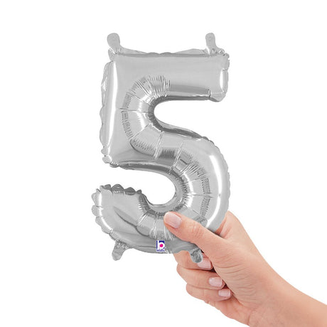 Foil Balloon Number 5 Silver Megaloon