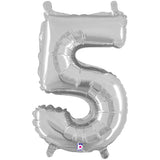 Foil Balloon Number 5 Silver Megaloon