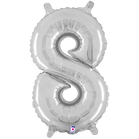 Foil Number 8 Silver Megaloon Balloon