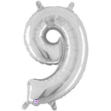 Foil Number 9 Silver Balloon