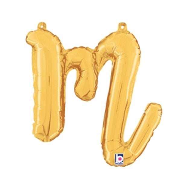 Foil Balloon Script Letter M Gold