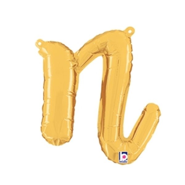 Foil Balloon Script Letter N Gold