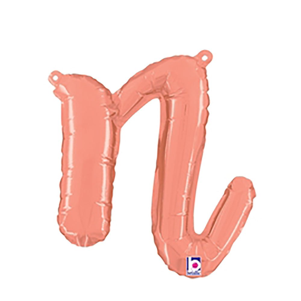 Foil Balloon Script Letter N Rose Gold
