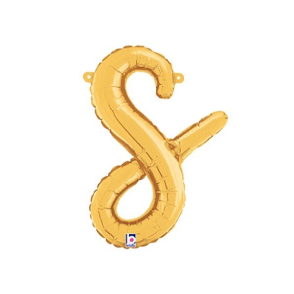 Foil Balloon Script Letter S Gold