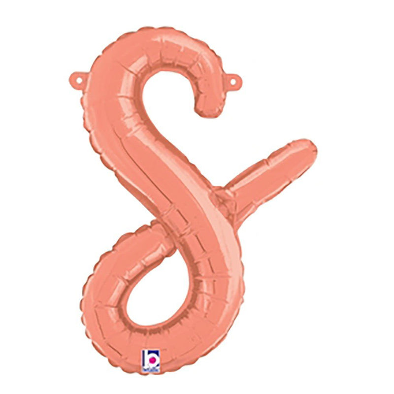 Foil Balloon Script Letter S Rose Gold