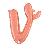 Foil Balloon Script Letter V Rose Gold
