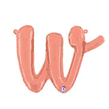 Foil Balloon Script Letter W Rose Gold