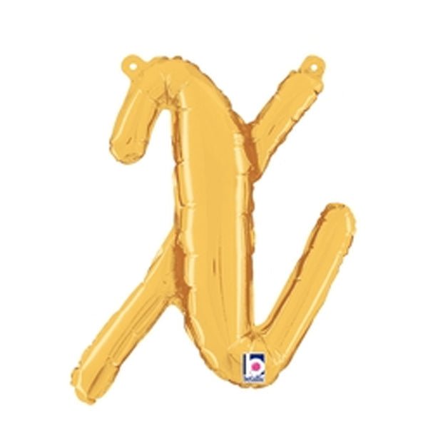 Foil Balloon Script Letter X Gold