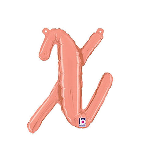 Foil Balloon Script Letter X Rose Gold