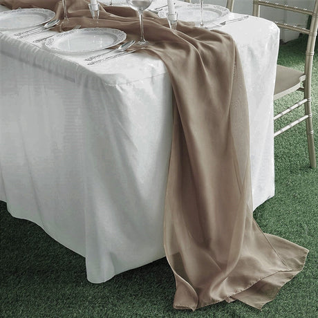 Chiffon Wedding Table Runner Fabric - Sheer Flowing Chiffon, 14" Wide x 120" Long, Ivory (1 Runner)