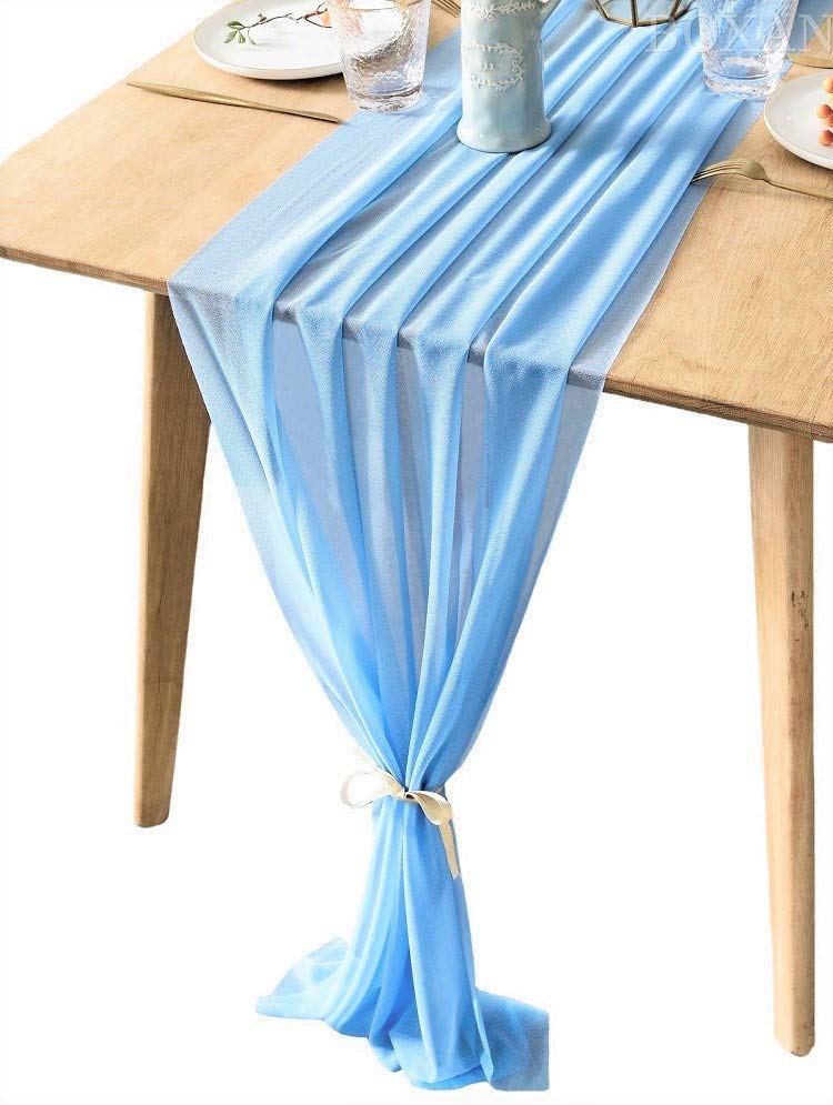 Chiffon Wedding Table Runner Fabric - Sheer Flowing Chiffon, 14" Wide x 120" Long, Ivory (1 Runner)