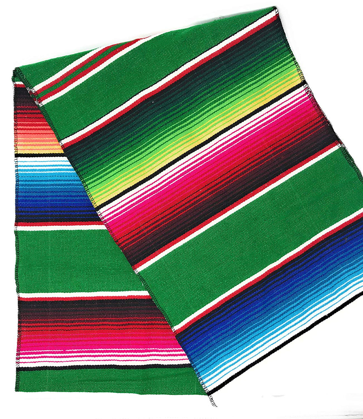 Cinco De Mayo Mexican Serape Cotton Fabric - Multicolor Woven Stripes, 14" Wide x 76" Long (1 Piece)